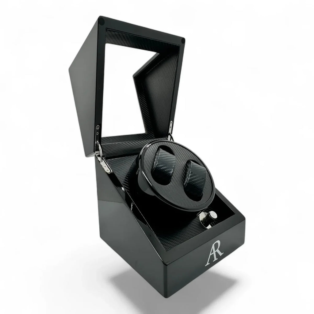 MACHER Black 2pcs automatic watch winder box (Carbon fiber guts) - Performance Driven Racing Timepieces - Richard mille, jacob&co homage Watches