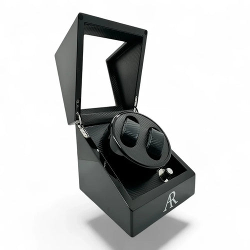 MACHER Black 2pcs automatic watch winder box (Carbon fiber guts) - Performance Driven Racing Timepieces - Richard mille, jacob&co homage Watches