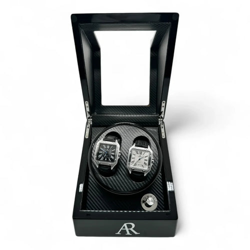 MACHER Black 2pcs automatic watch winder box (Carbon fiber guts) - Performance Driven Racing Timepieces - Richard mille, jacob&co homage Watches