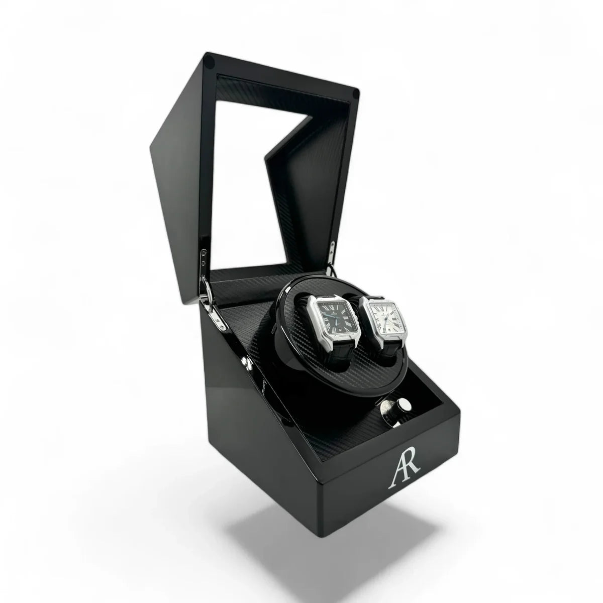 MACHER Black 2pcs automatic watch winder box (Carbon fiber guts) - Performance Driven Racing Timepieces - Richard mille, jacob&co homage Watches