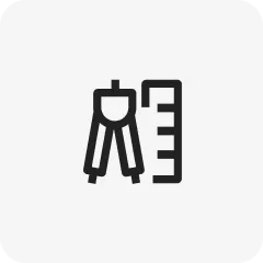 Minimalist icon of compass and ruler, symbolizing precision watch design and engineering